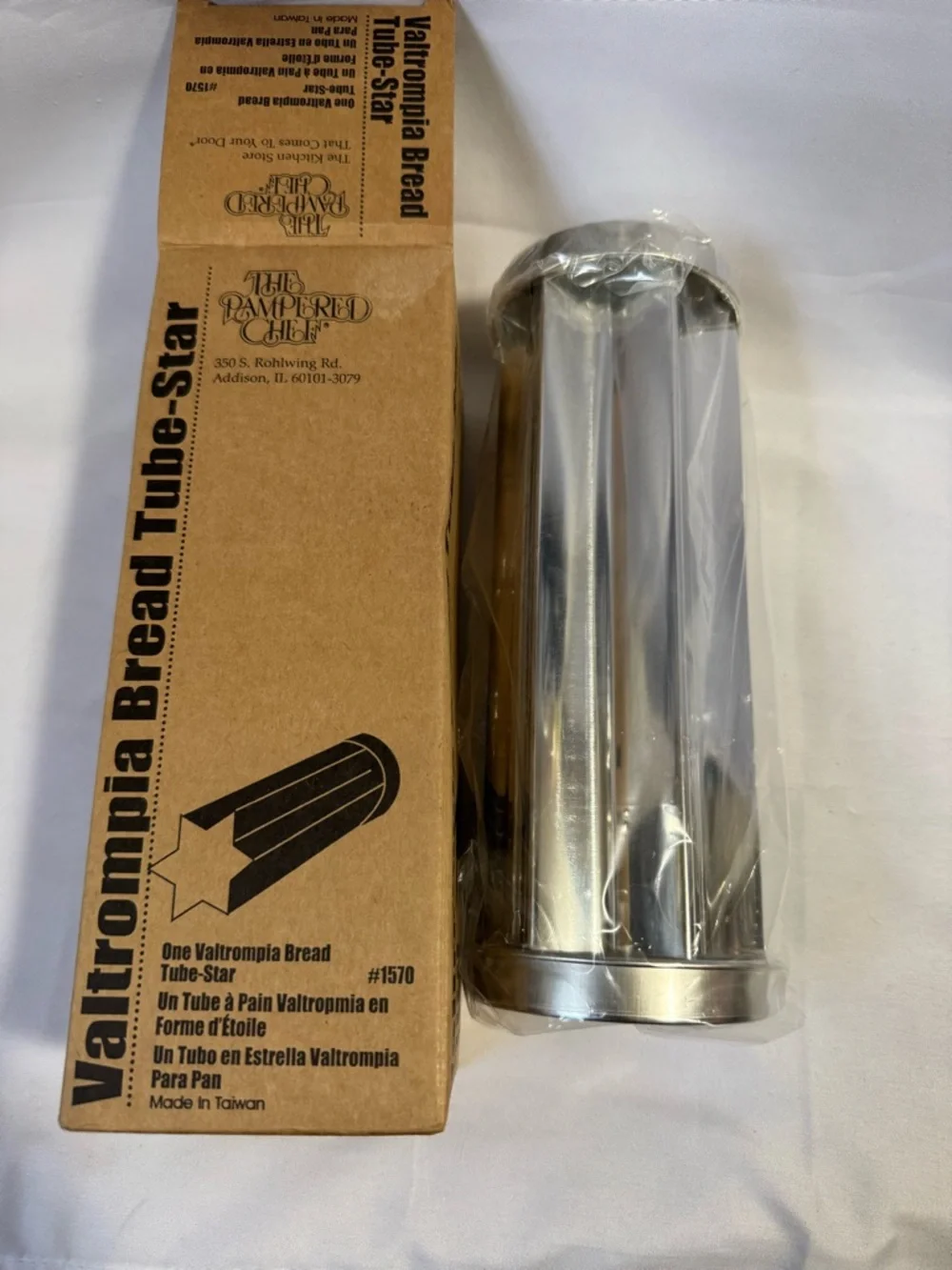 New The Pampered Chef Valtrompia Bread Tube-Star Stainless Steel Bread Tube